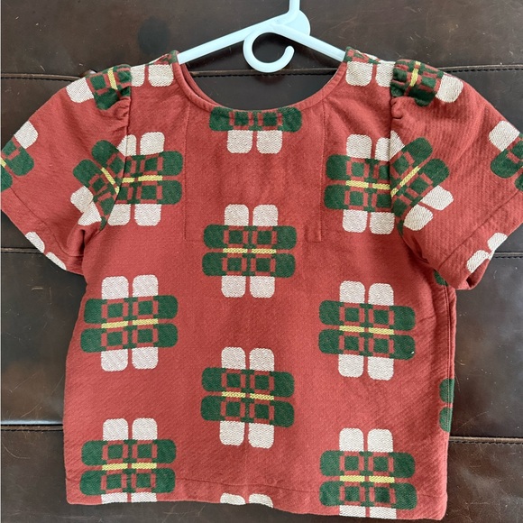 Ace & Jig Red and Green Patterned Short Sleeve Top - Picture 2 of 4